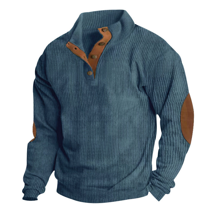 Men's Fashionable Sweater with Stand-Up Collar and Contrast Accents Lisslune