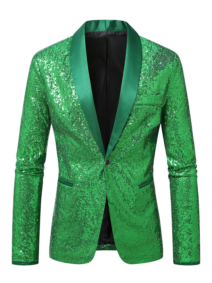 Men's elegant glittering blazer with satin collar section Lisslune