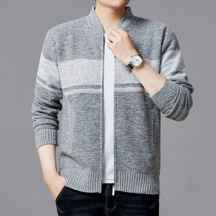Men's cardigan with modern zipper and textured design Lisslune