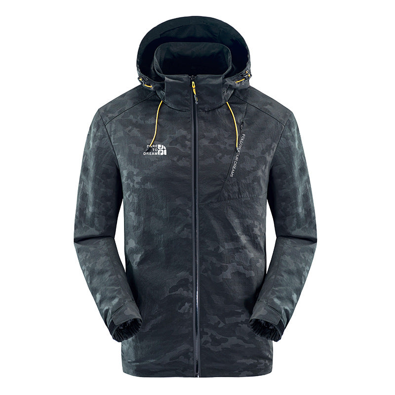 Men's water-repellent camouflage jacket with adjustable hood Lisslune