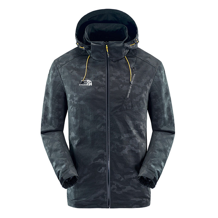 Men's water-repellent camouflage jacket with adjustable hood Lisslune