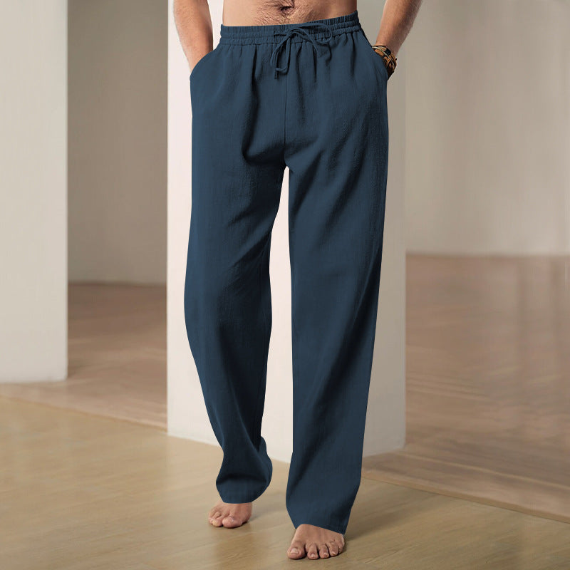 Men's Comfortable Casual Pants with Elastic Waistband and Side Pockets Lisslune