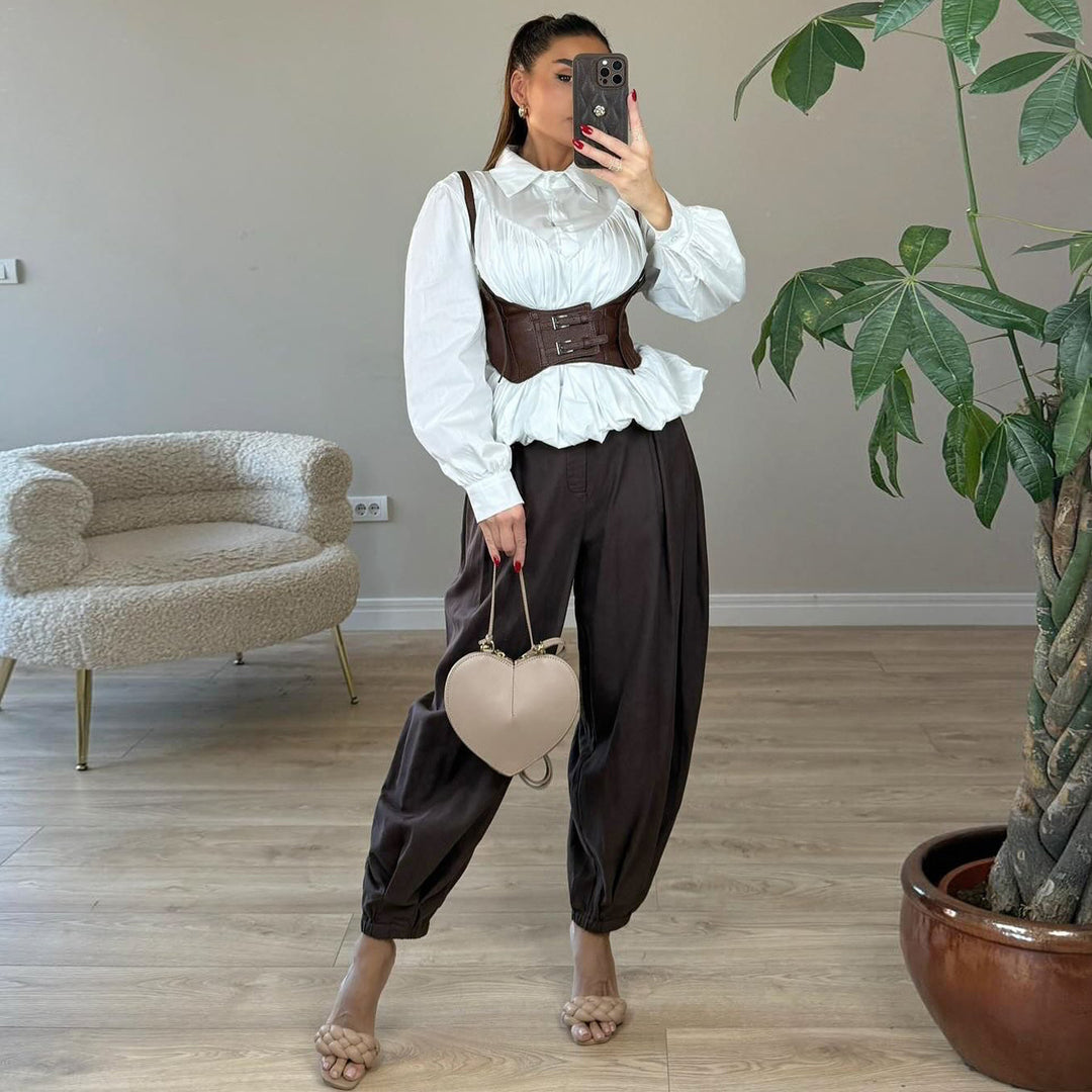 Ladies Corset Corset Top with Decorative Buckles Lisslune