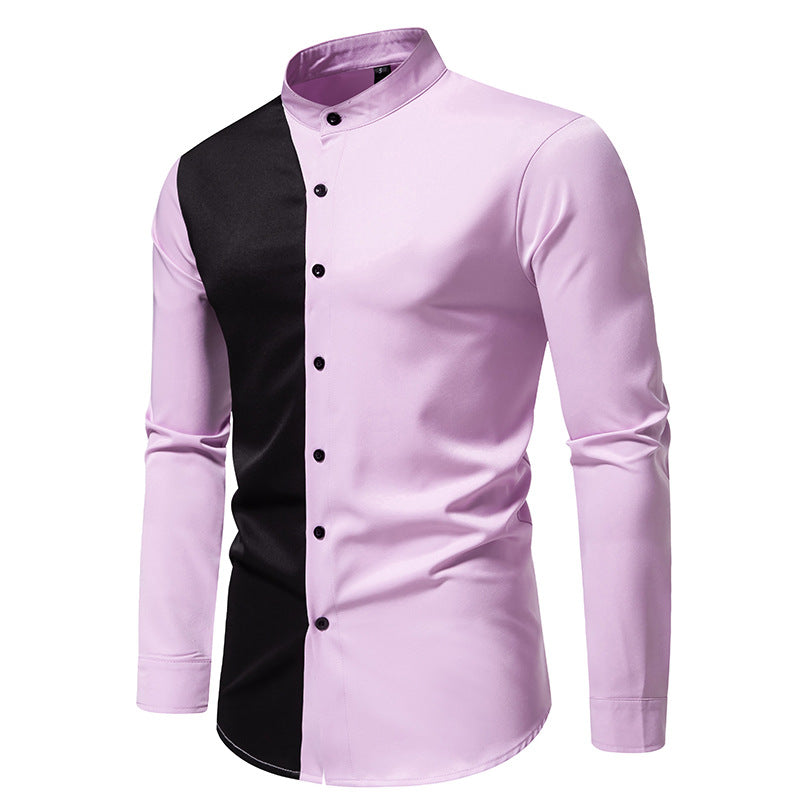 Men's long-sleeve shirt with modern color block design Lisslune