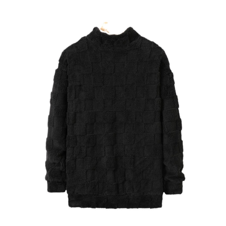 Men's cozy fleece pullover with stand-up collar and zipper Lisslune