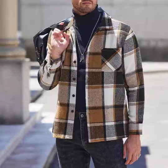 Men's casual checkered pattern shirt jacket Lisslune