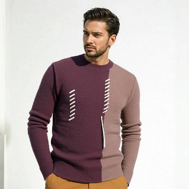 Men's knitted sweater with modern structure design and contrasting patterns Lisslune