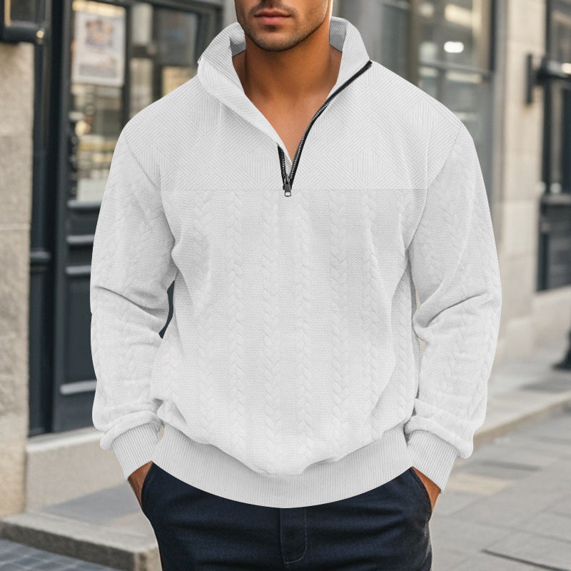Men's fleece pullover with high collar and textured design Lisslune