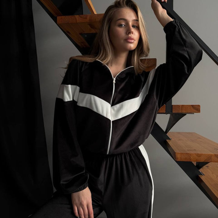 Women’s sporty fleece jumpsuit with zipper Lisslune