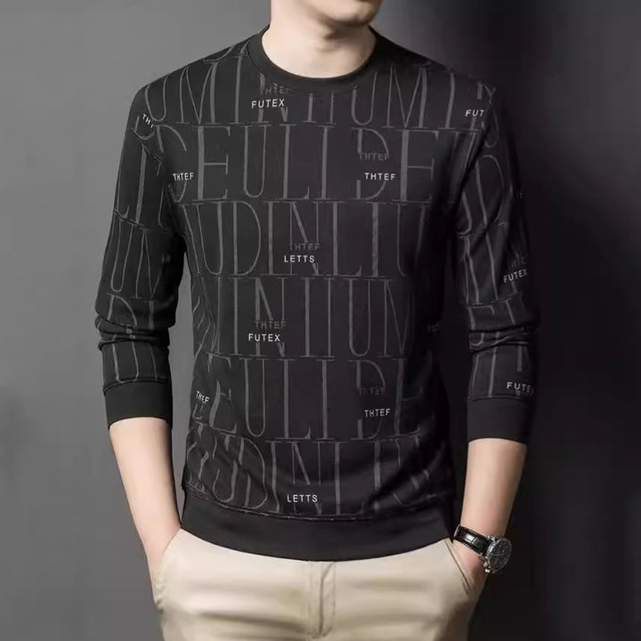 Men's fashionable crew neck sweater with graphic lettering Lisslune