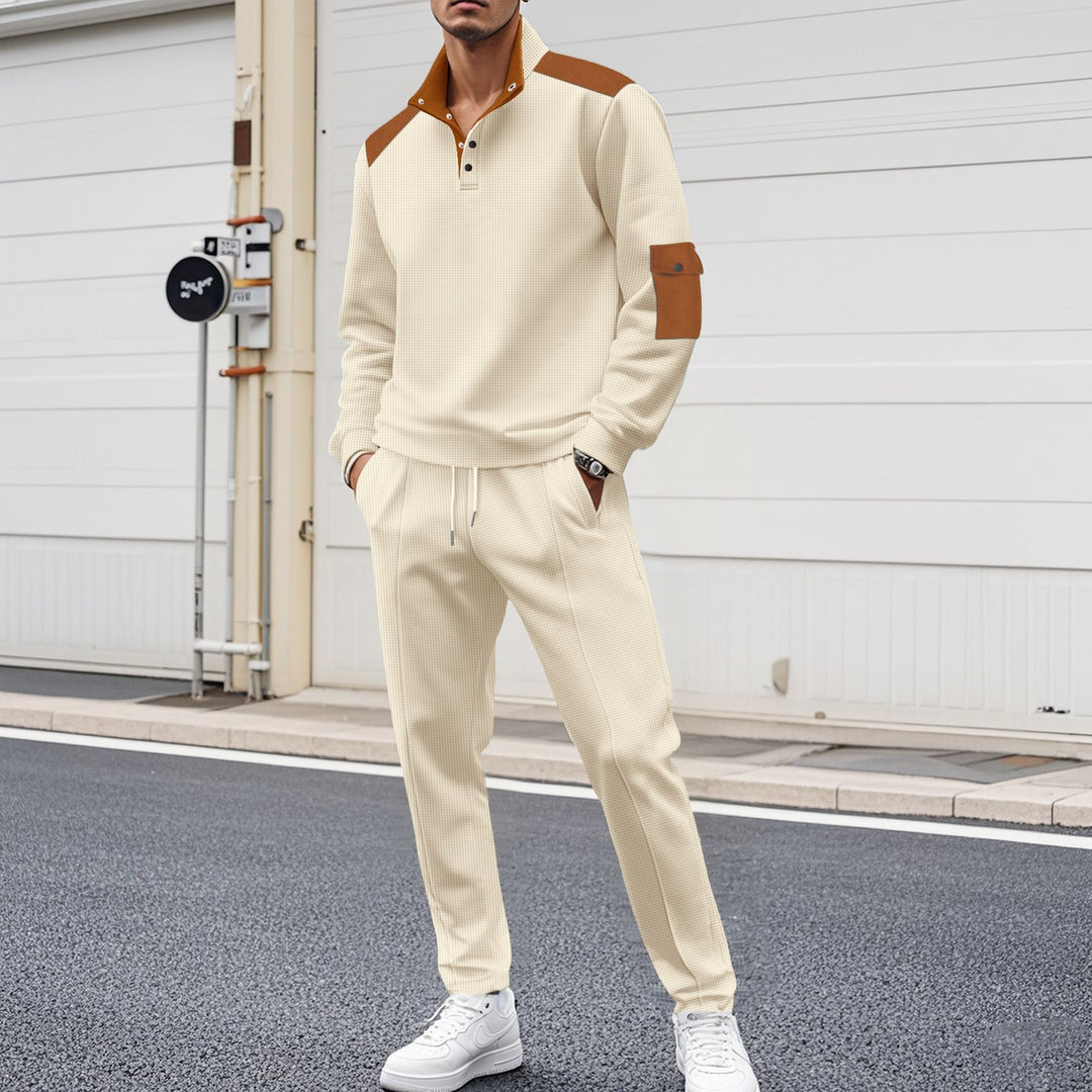 Men's Sporty Zip Set with Fashionable Accents and Structured Processing Lisslune