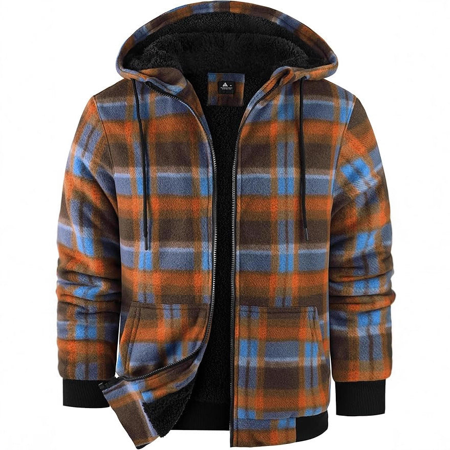 Men's fleece jacket with modern check pattern and cozy inner lining Lisslune