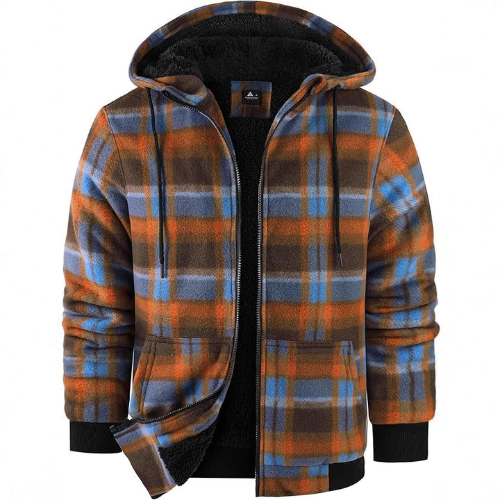 Men's fleece jacket with modern check pattern and cozy inner lining Lisslune