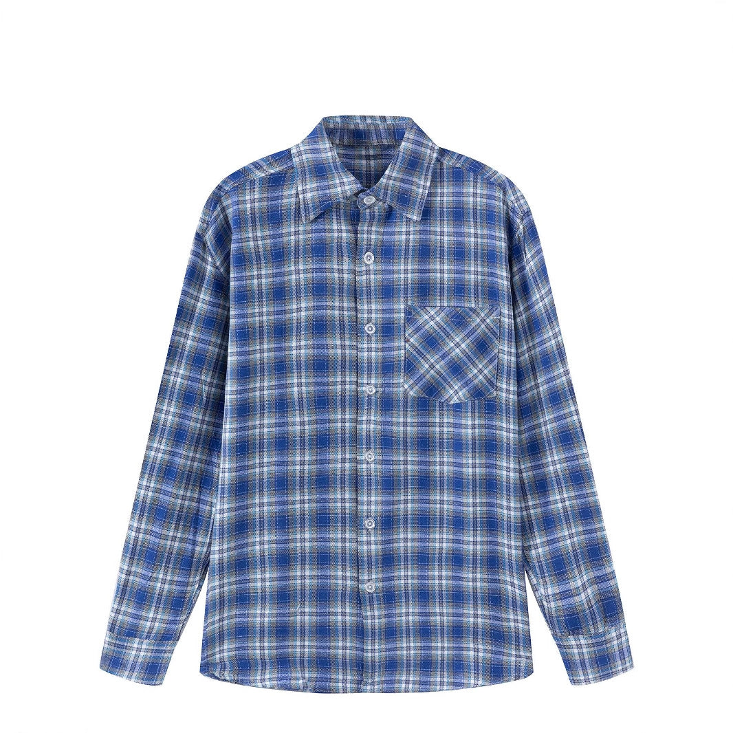Men's casual long-sleeve shirt with check pattern Lisslune