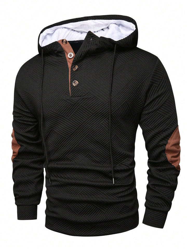 Men's sporty hooded sweatshirt with unique structural design and fashionable accents Lisslune
