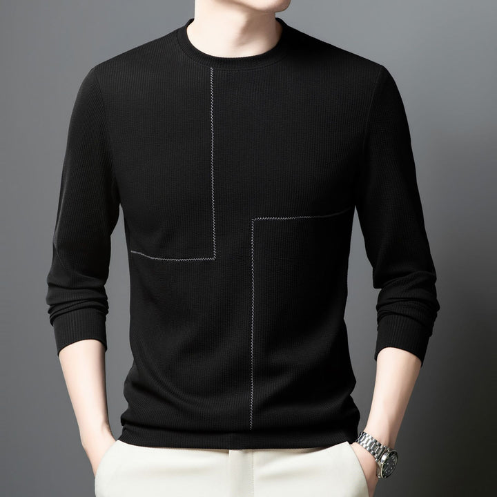 Men's stylish crew neck sweater with textured design Lisslune