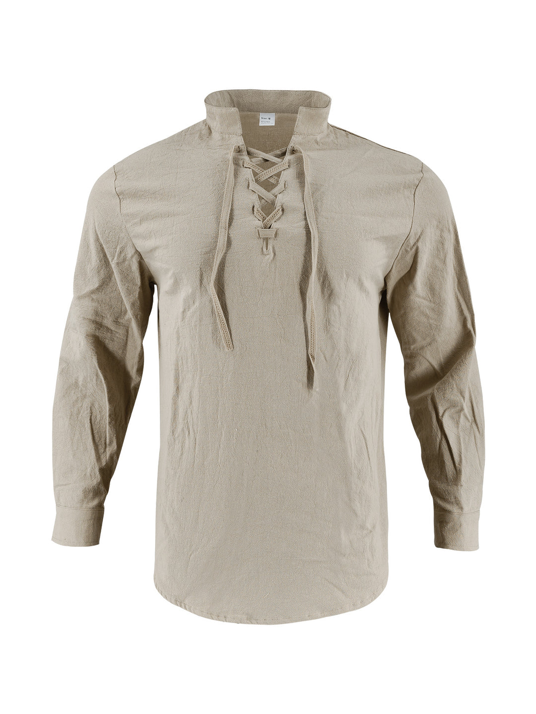 Men's long-sleeved shirt with trendy lacing and stand-up collar Lisslune