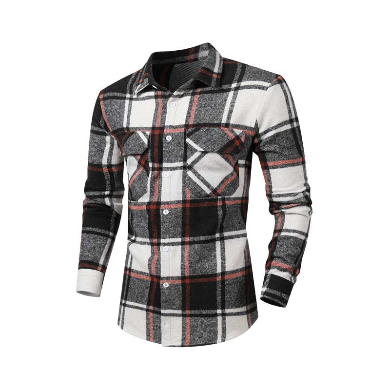 Men's flannel shirt with classic check pattern and chest pockets Lisslune