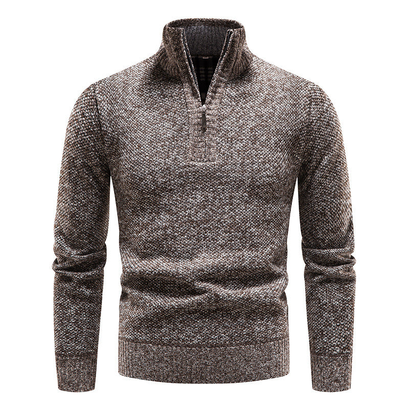 Men's sporty knit sweater with half zipper and textured design Lisslune