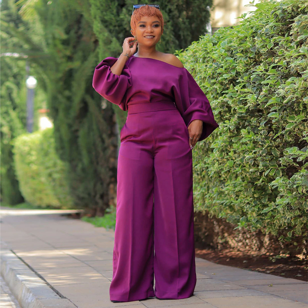 Ladies Elegant Pants with Oversized Sleeves and Wide Leg Lisslune