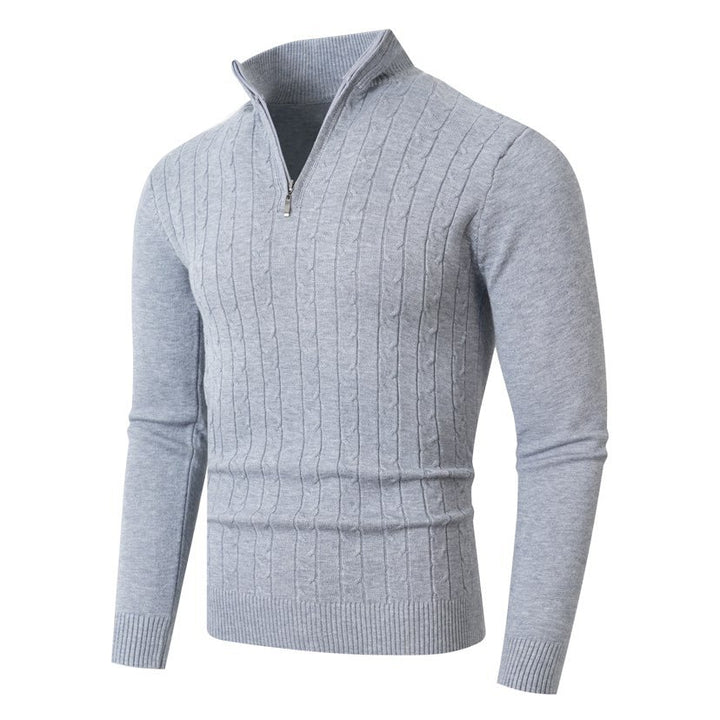 Men's knitted sweater with half zip and textured design Lisslune