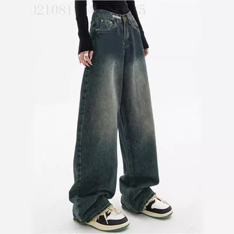 Damen weite High-Waist Jeans Lisslune