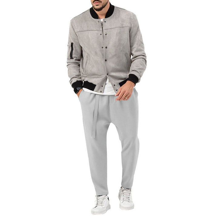 Men's bomber jacket made of luxurious suede with practical zip pockets and elegant accents Lisslune