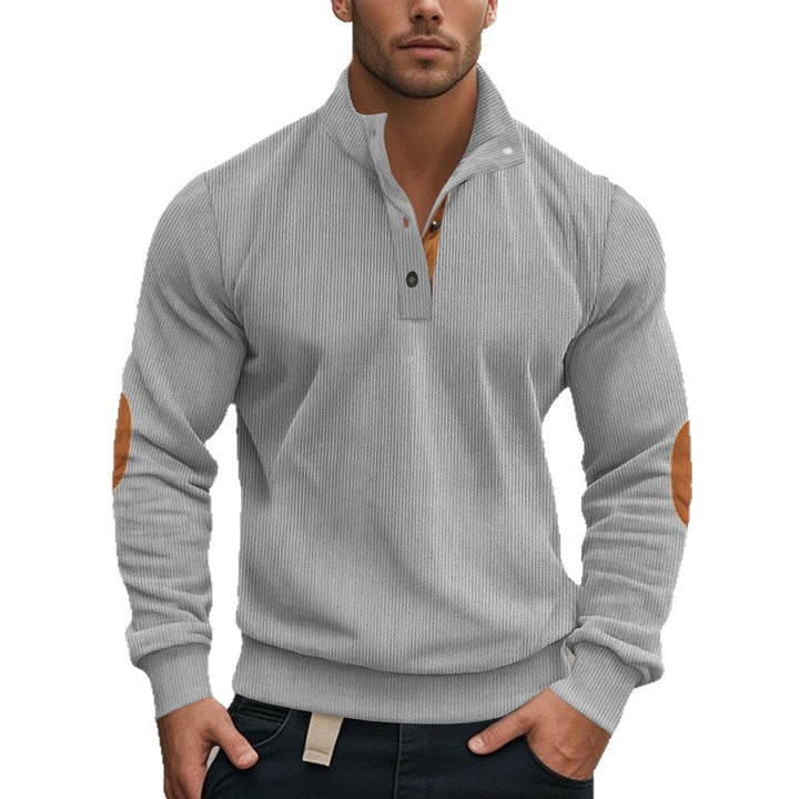 Men's Fashionable Sweater with Stand-Up Collar and Contrast Accents Lisslune