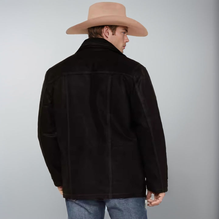 Men's high-quality leather jacket with modern details and practical pockets Lisslune