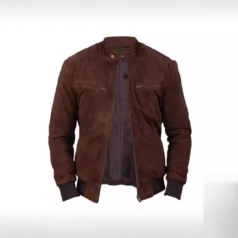 Men's suede jacket in modern design with practical pockets Lisslune