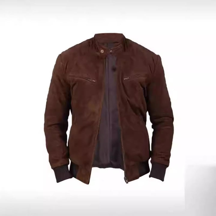 Men's suede jacket in modern design with practical pockets Lisslune