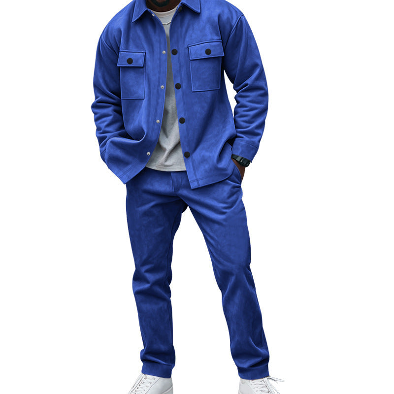 Men's casual shirt and pants set made of soft material with practical pockets Lisslune