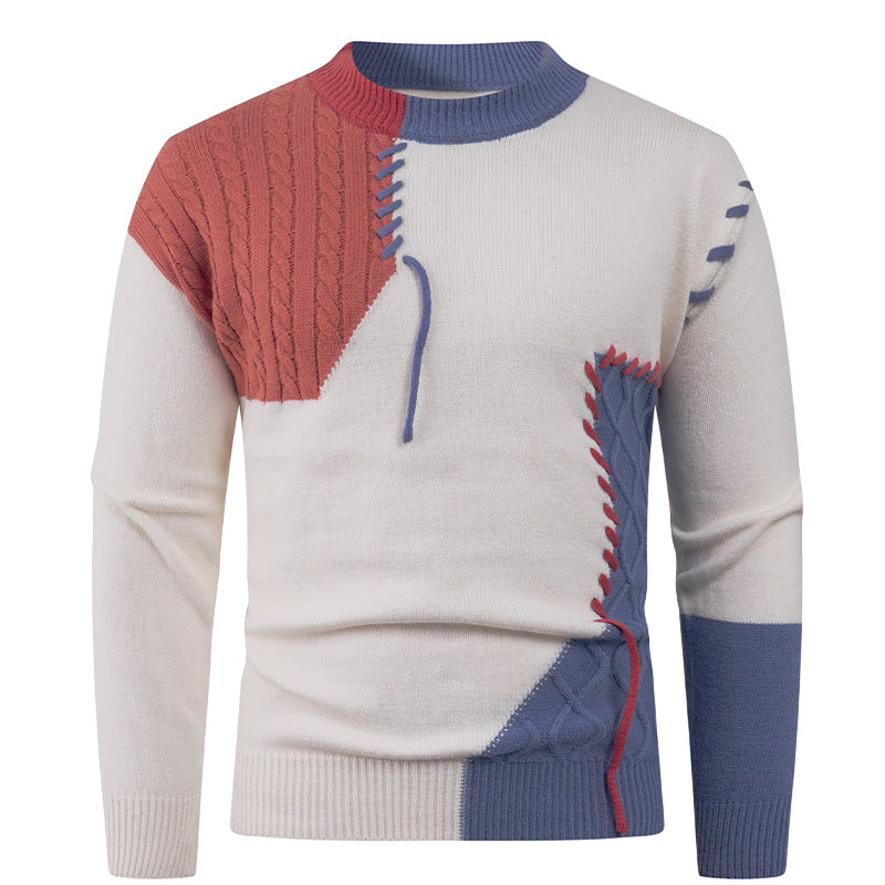 Men's fashionable knitted sweater with asymmetric cable pattern Lisslune