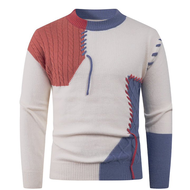 Men's fashionable knitted sweater with asymmetric cable pattern Lisslune