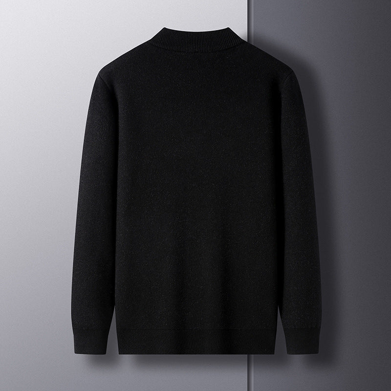 Men's Elegant Knit Sweater with Modern Stand-Up Collar Lisslune