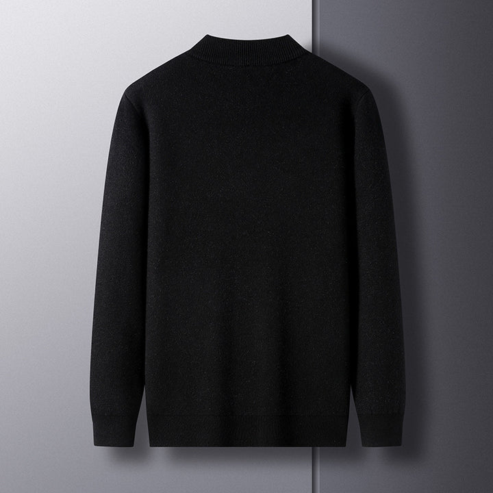 Men's Elegant Knit Sweater with Modern Stand-Up Collar Lisslune
