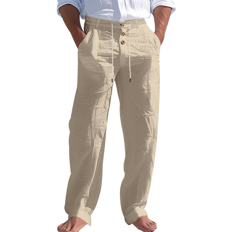 Men's comfortable beach pants with elastic waistband and button closure Lisslune