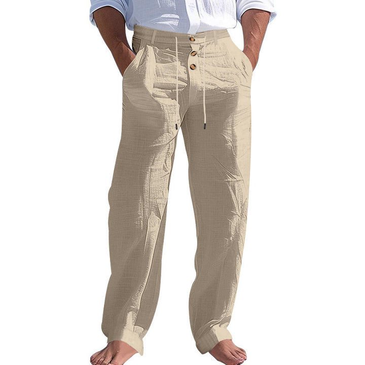 Men's comfortable beach pants with elastic waistband and button closure Lisslune
