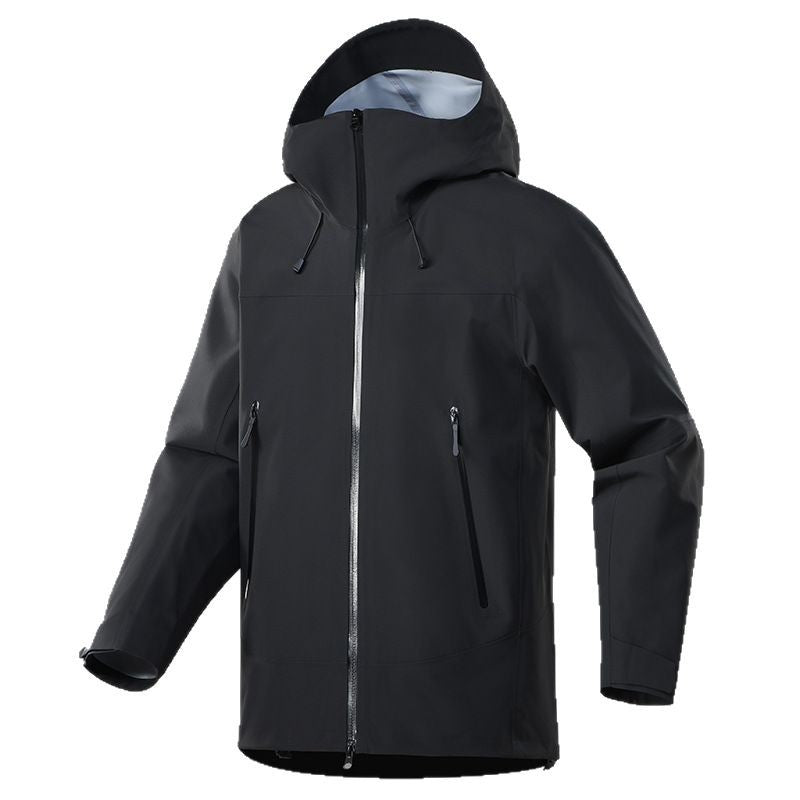 Men's Technical Rain Jacket with Adjustable Hood Collar Lisslune