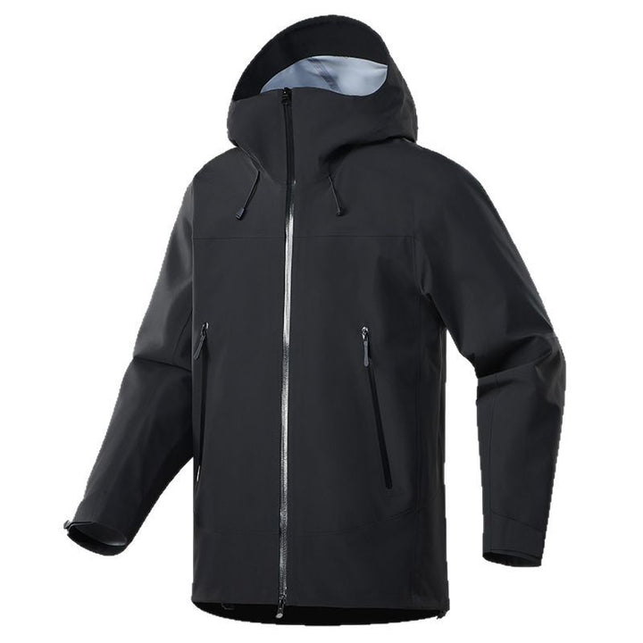 Men's Technical Rain Jacket with Adjustable Hood Collar Lisslune