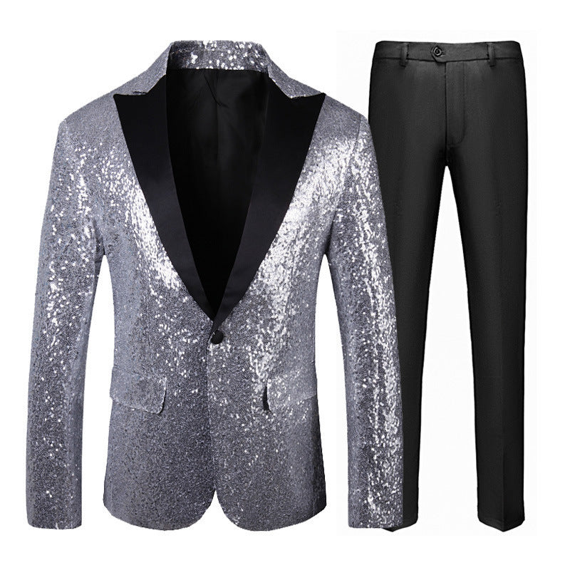 Men's Glittering Tuxedo Set with Elegant Cut Lisslune