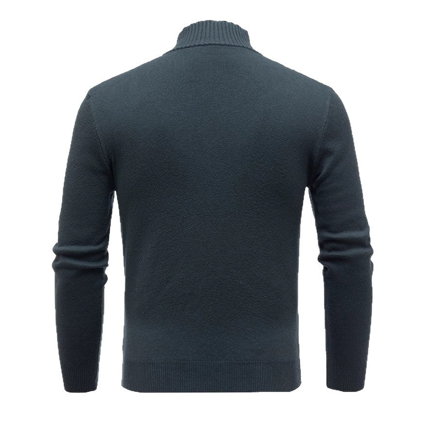 Men's knit sweater with modern stand-up collar and fine rib design Lisslune