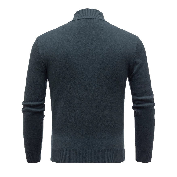 Men's knit sweater with modern stand-up collar and fine rib design Lisslune