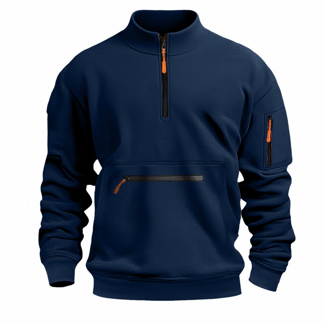 Men's functional pullover with half zip and practical pockets Lisslune