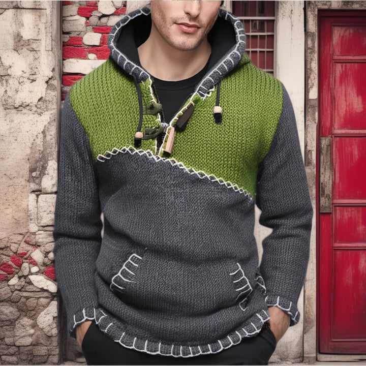 Men's hoodie with unique zigzag pattern and high-quality knit structure Lisslune