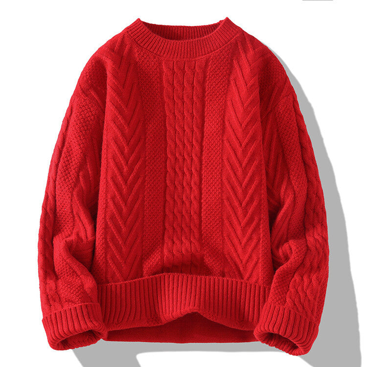 Men's chunky knit sweater with cable pattern and casual cut Lisslune