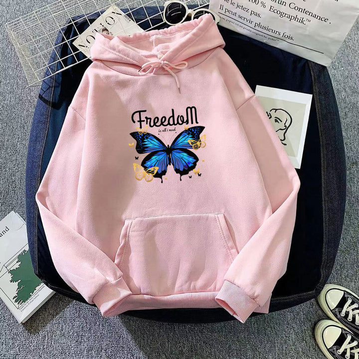 Ladies hooded sweatshirt with artistic butterfly design Lisslune
