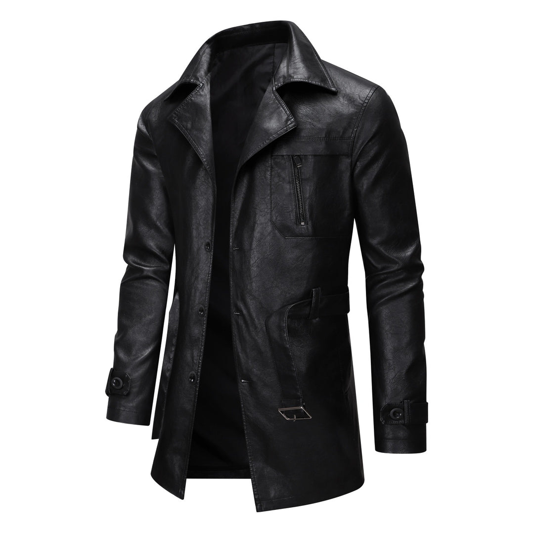 Men's Synthetic Leather Trench Coat Lisslune