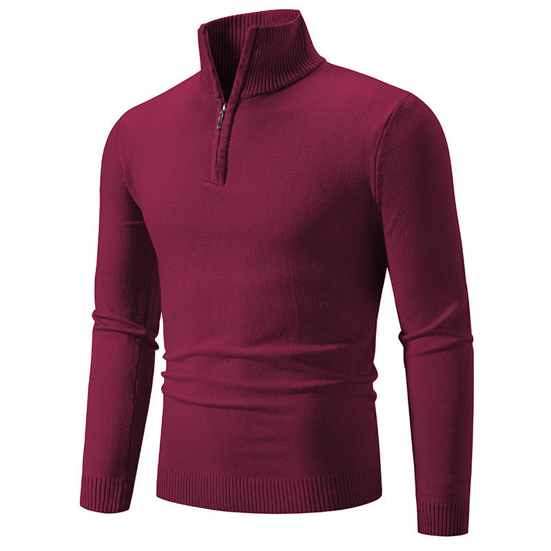 Men's stylish turtleneck sweater with zipper and fine knit texture Lisslune