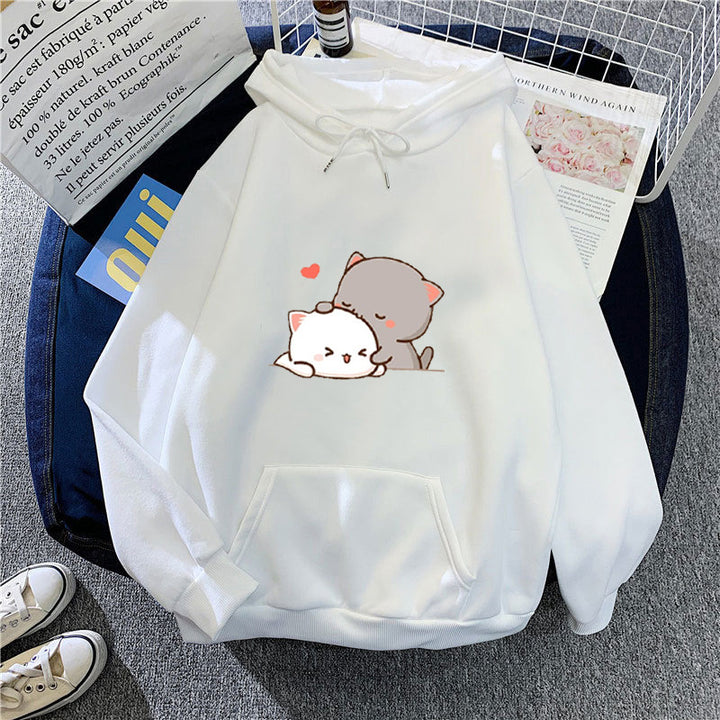 Women's hoodie with playful cat motif and comfortable fit Lisslune